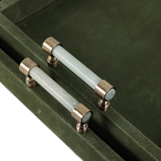 Aubrina Green Suede/Stone Hardware Trays Set of 2 (18"/20")