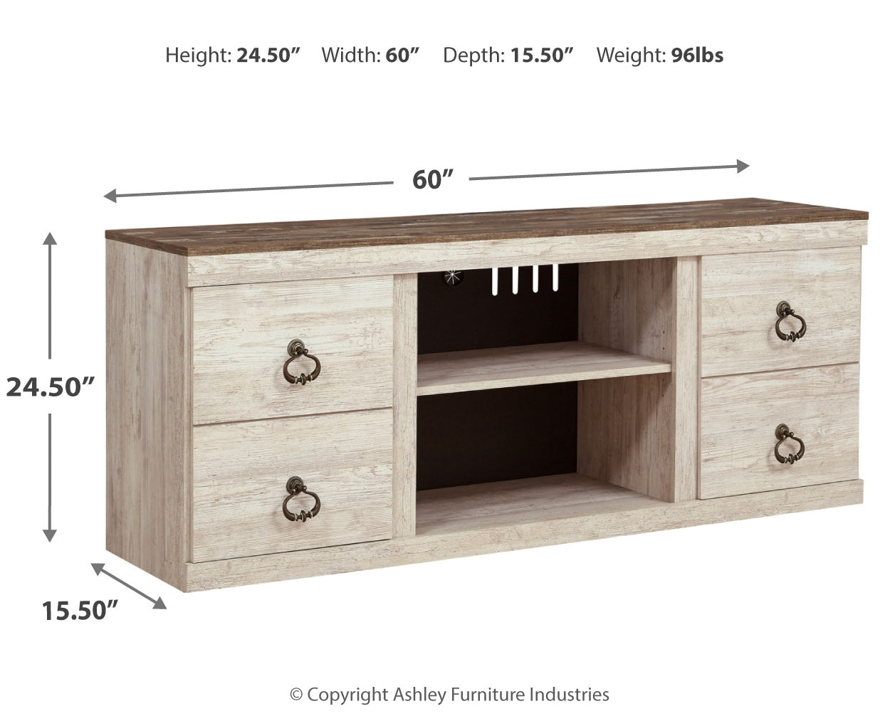 Willowton LG TV Stand w/Fireplace Option