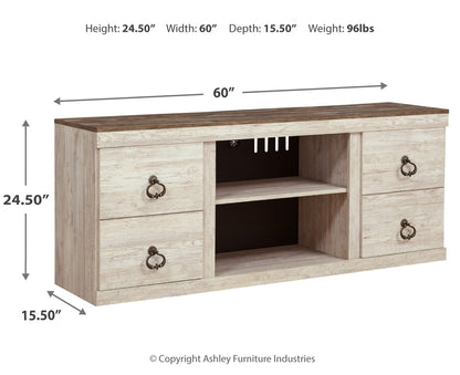 Willowton LG TV Stand w/Fireplace Option