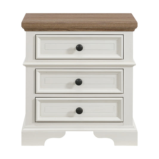Eastwood Youth 3-Drawer Nightstand in Brown and Off-White