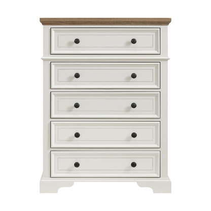 Eastwood Youth 5-Drawer Chest in Brown and Off-White