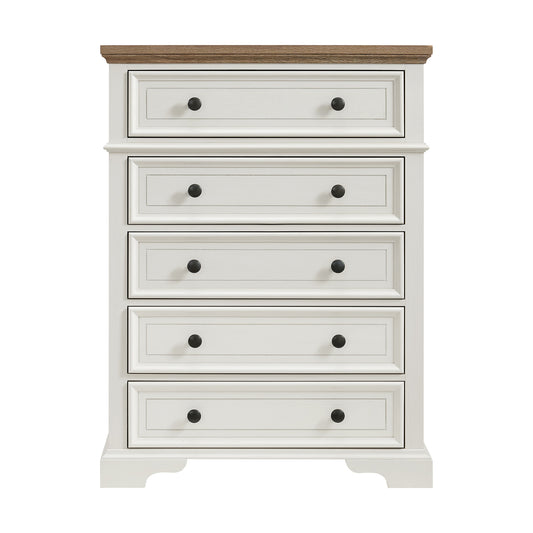 Eastwood Youth 5-Drawer Chest in Brown and Off-White