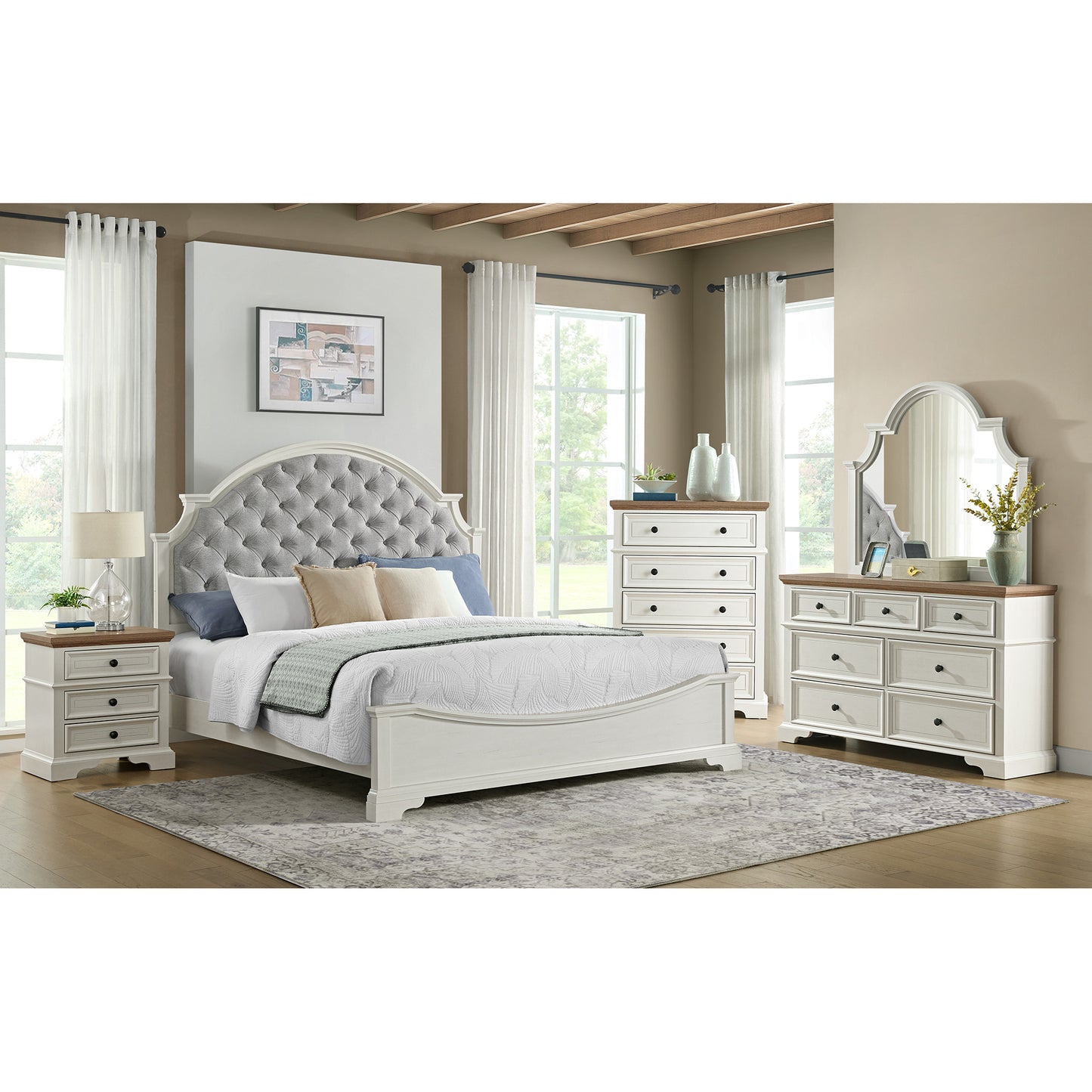 Eastwood Youth Upholstered Bed in Off-White