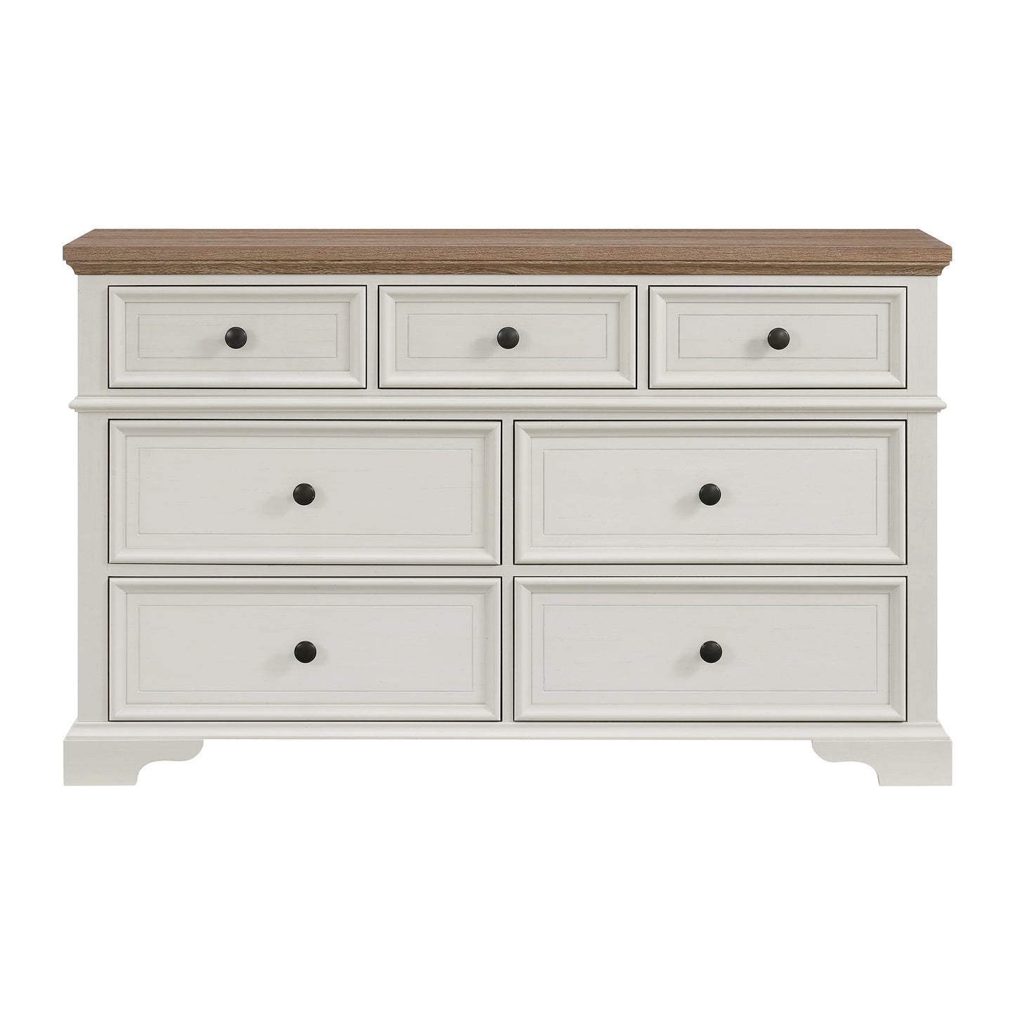 Eastwood Youth 7-Drawer Dresser in Brown and Off-White
