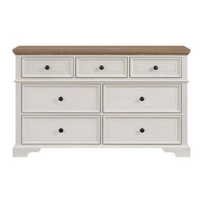 Eastwood Youth 7-Drawer Dresser in Brown and Off-White