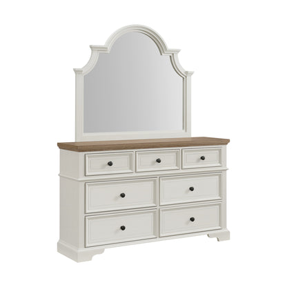 Eastwood Youth Dresser and Mirror Set in Brown and Off-White