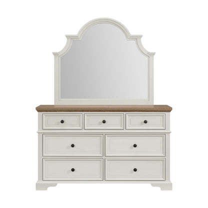 Eastwood Youth Dresser and Mirror Set in Brown and Off-White