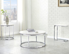 Mesa de cóctel redonda con tapa de mármol blanco Echo 