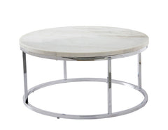 Mesa de cóctel redonda con tapa de mármol blanco Echo 