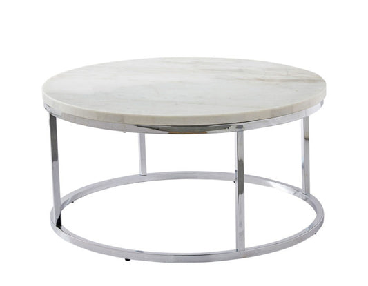 Echo White Marble Top Round Cocktail Table