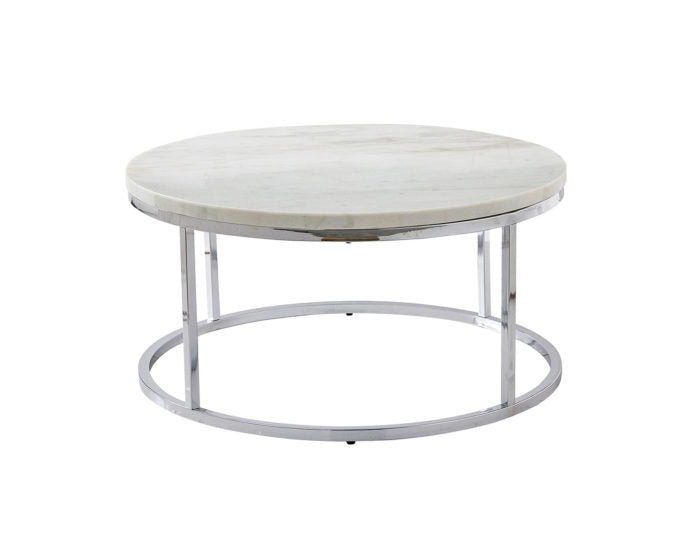 Mesa de cóctel redonda con tapa de mármol blanco Echo 