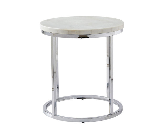 Echo White Marble Top Round End Table
