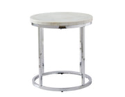 Echo White Marble Top Round End Table