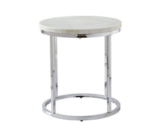 Echo White Marble Top Round End Table