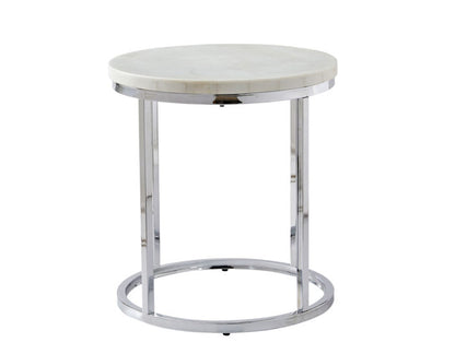 Echo White Marble Top Round End Table