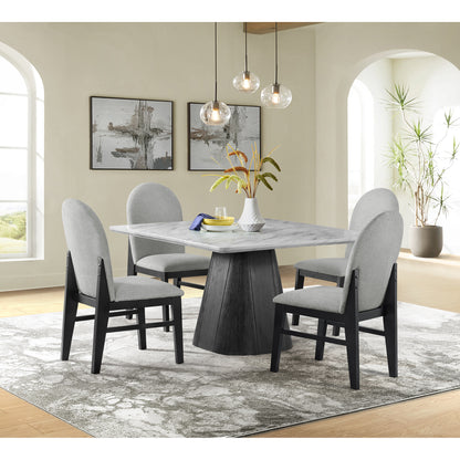 Edison Dining Side Chair with Light Grey Fabric in Black (2 Per Carton)