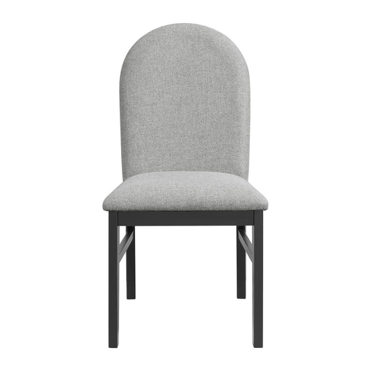 Edison Dining Side Chair with Light Grey Fabric in Black (2 Per Carton)