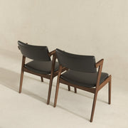 Sillas de comedor Edwin Mid Century Modern de cuero vegano negro (juego de 2)