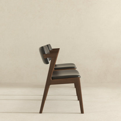 Sillas de comedor Edwin Mid Century Modern de cuero vegano negro (juego de 2)