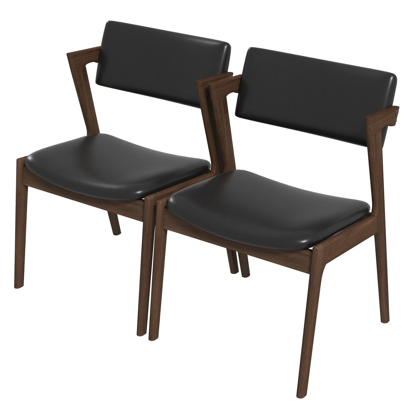 Sillas de comedor Edwin Mid Century Modern de cuero vegano negro (juego de 2)