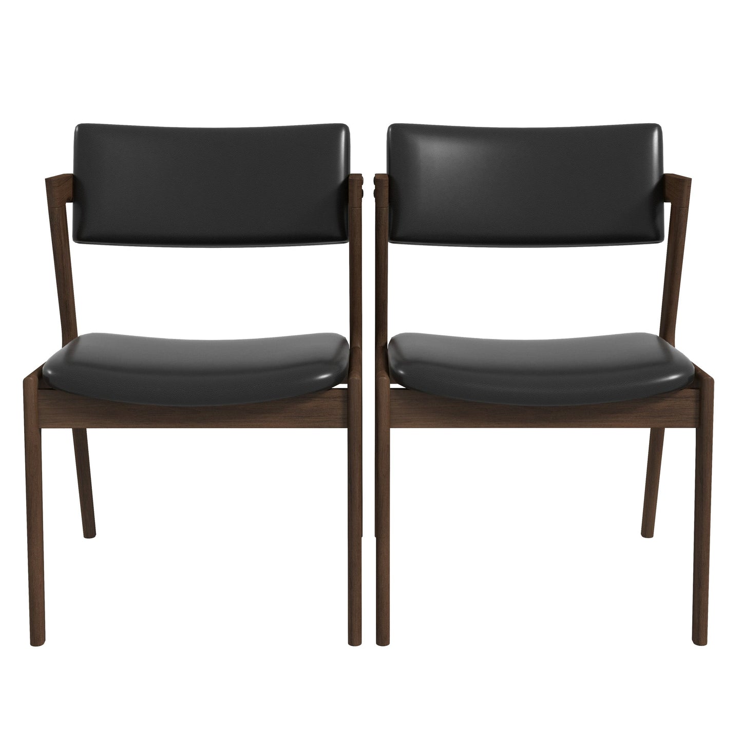 Sillas de comedor Edwin Mid Century Modern de cuero vegano negro (juego de 2)