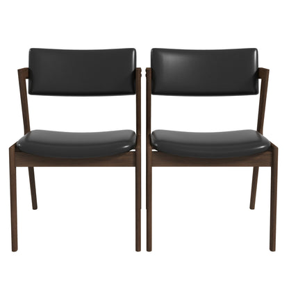 Sillas de comedor Edwin Mid Century Modern de cuero vegano negro (juego de 2)