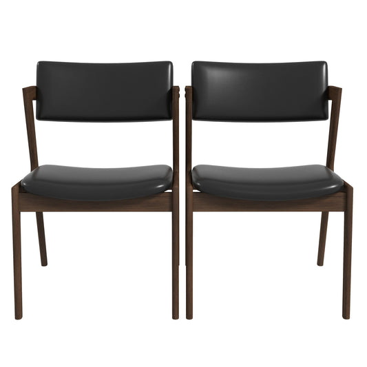 Sillas de comedor Edwin Mid Century Modern de cuero vegano negro (juego de 2)