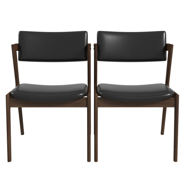Sillas de comedor Edwin Mid Century Modern de cuero vegano negro (juego de 2)