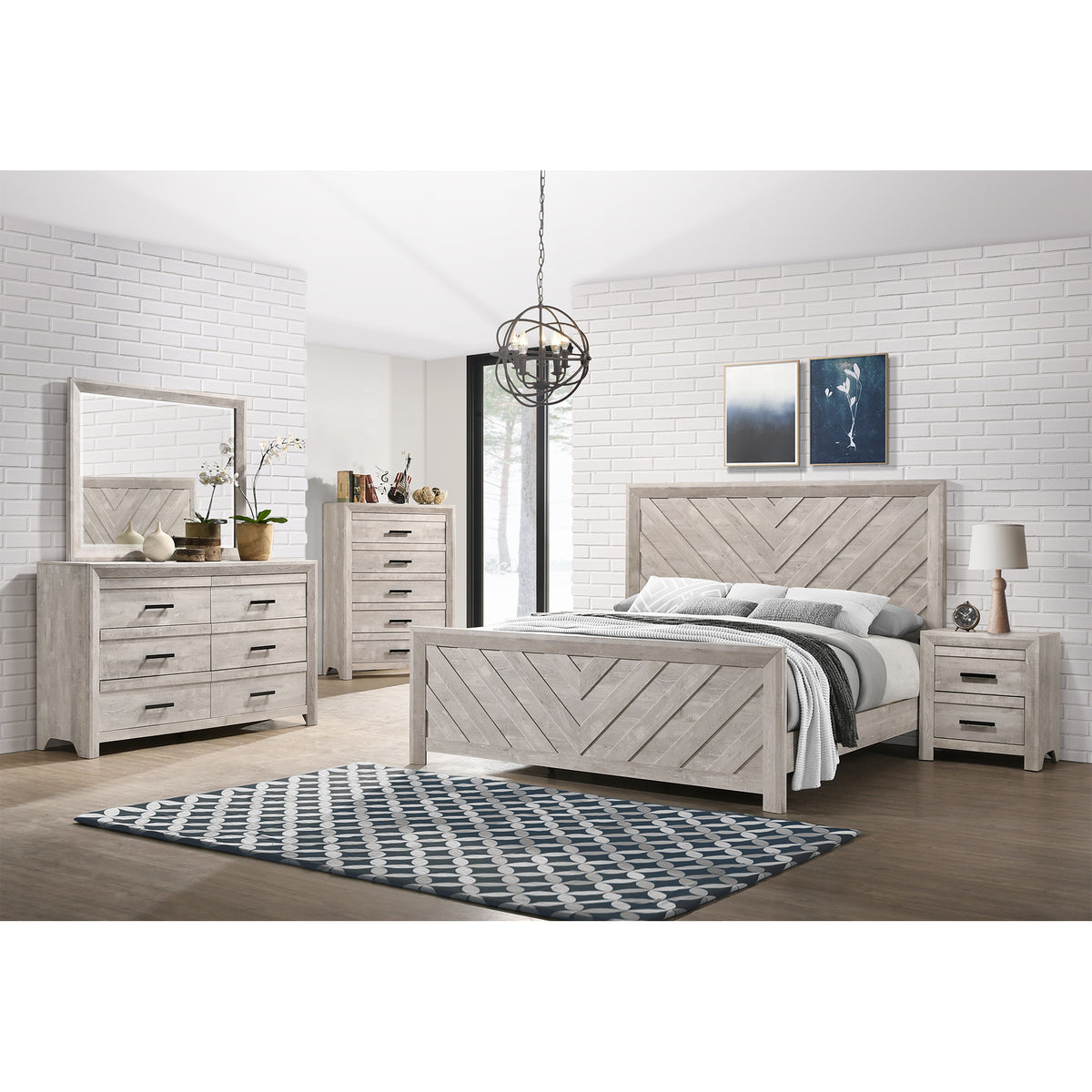 Eleanor King Panel 5PC Bedroom Set in White