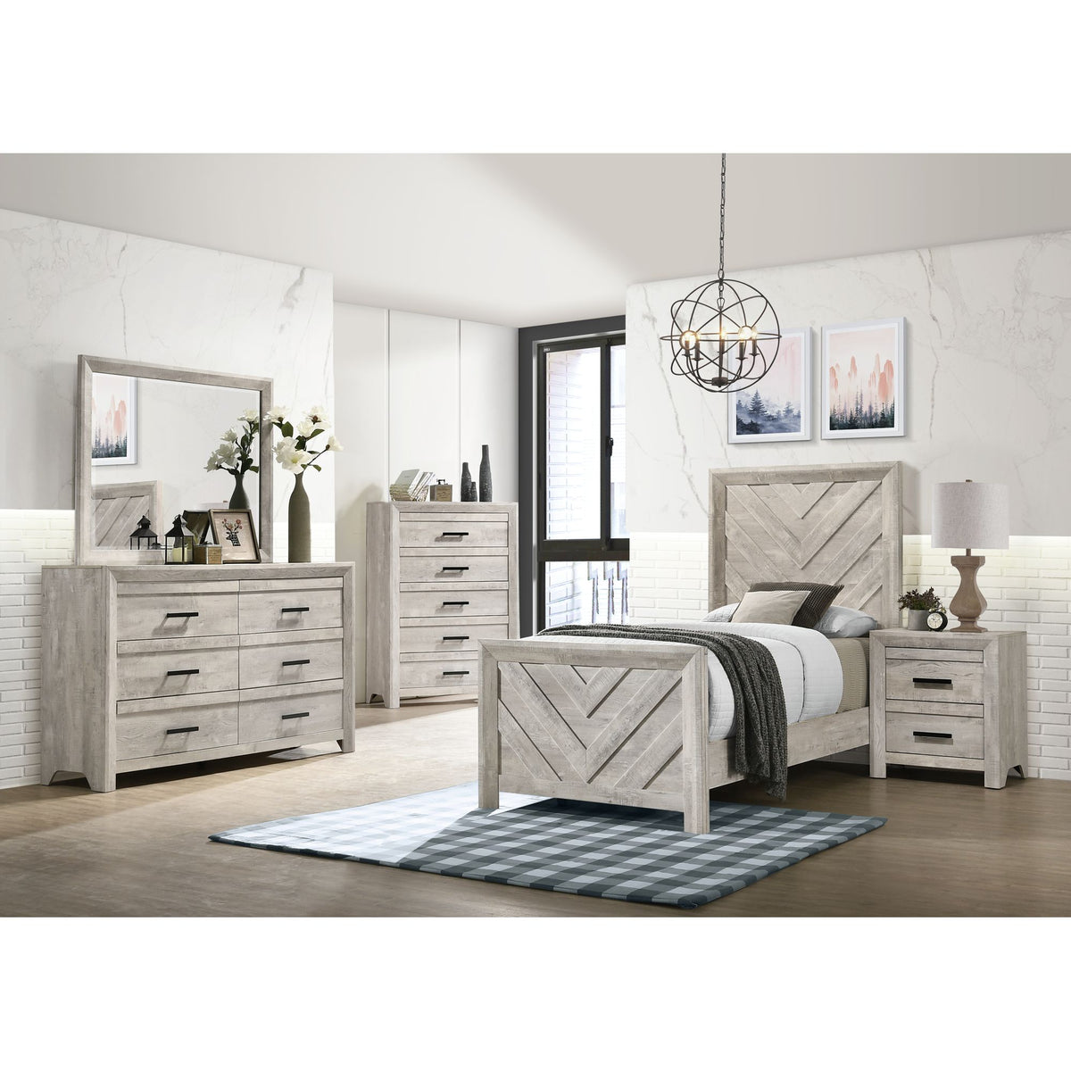 Eleanor Twin Panel 3PC Bedroom Set in White