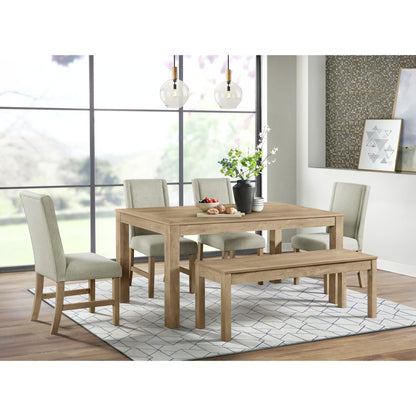 Eleanor 6PC Standard Height Dining Set in Brown-Table, Four Chairs & Bench