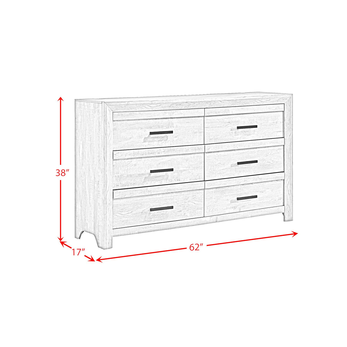 Eleanor 6-Drawer Dresser in White