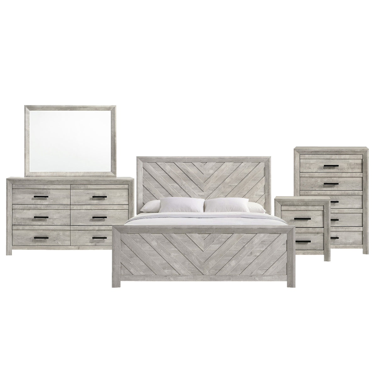 Eleanor King Panel 5PC Bedroom Set in White