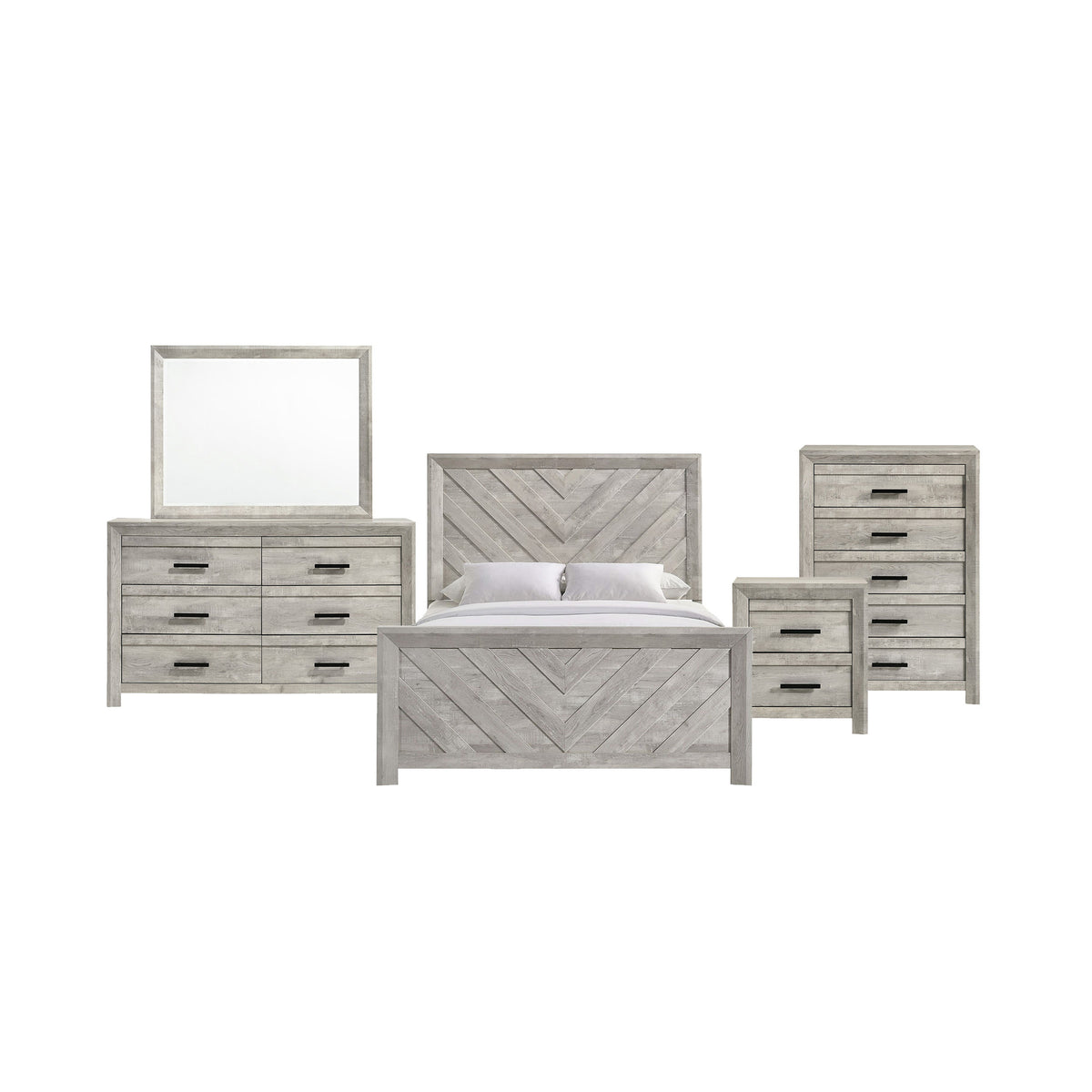 Eleanor Queen Panel 5PC Bedroom Set in White
