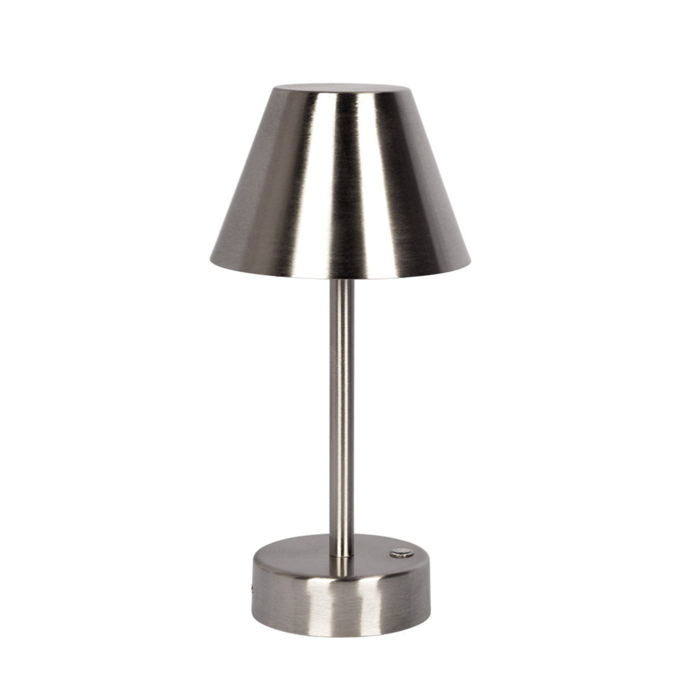 Lámpara de mesa LED recargable Elegance, níquel cepillado, interruptor táctil LED