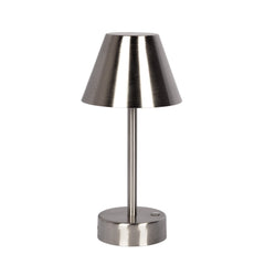 Lámpara de mesa LED recargable Elegance, níquel cepillado, interruptor táctil LED
