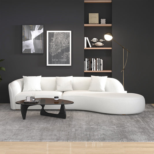 Sofá seccional curvo estilo Japandi beige Elijah de 126"