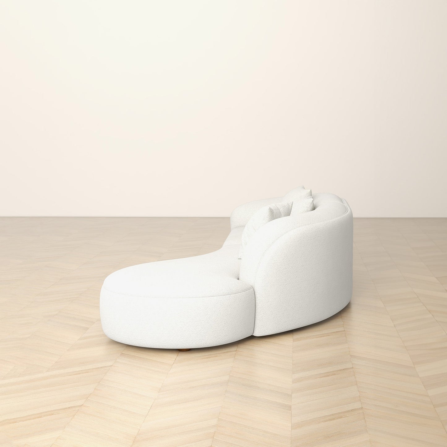 Sofá seccional curvo estilo Japandi beige Elijah de 126"