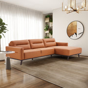 Ella L-Shaped Cognac PU Leather Right Sectional Couch