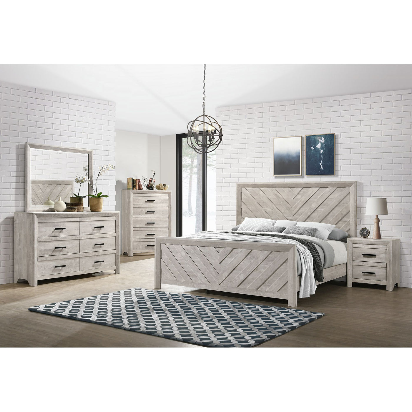 Ellen Full Panel 3PC Bedroom Set in White