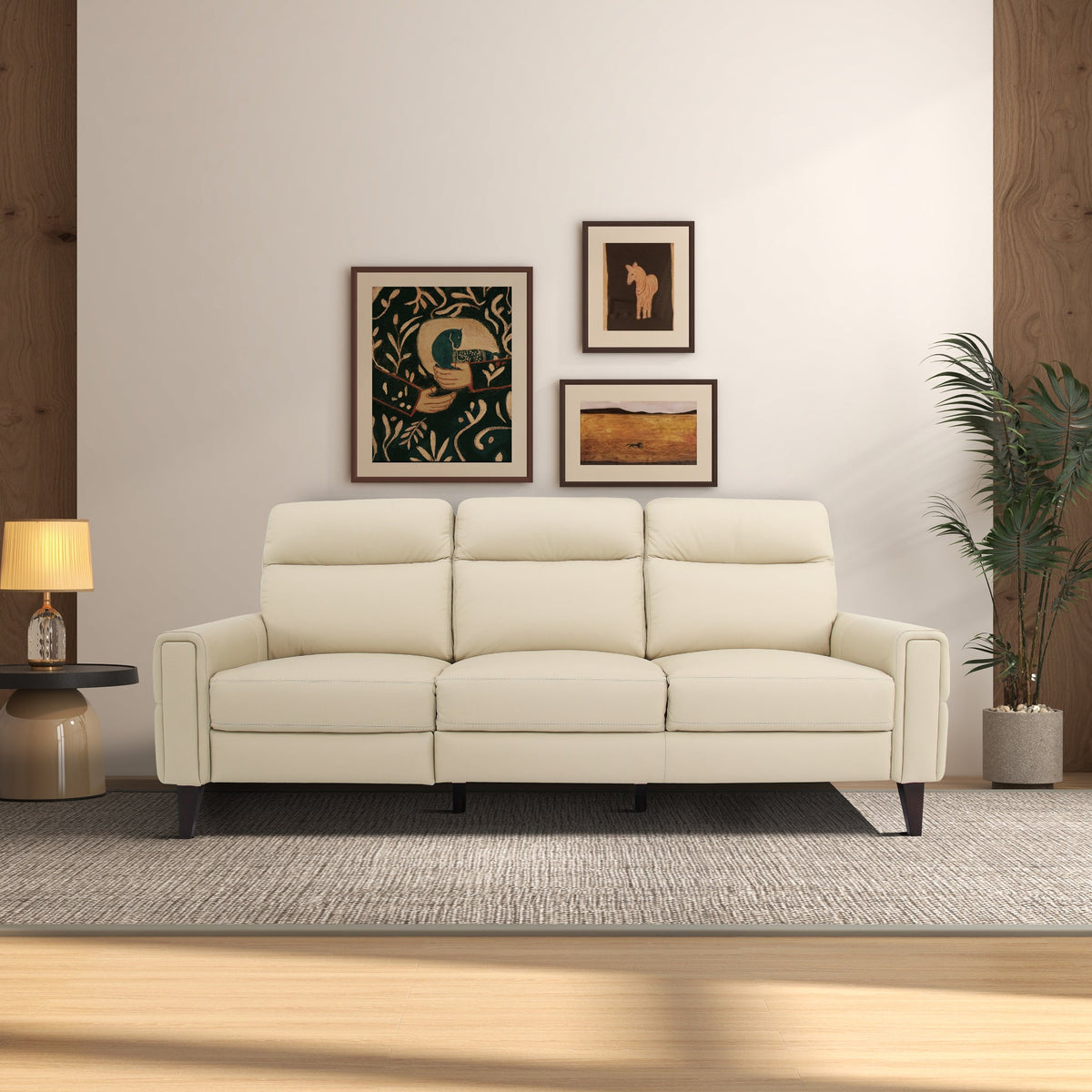 Sofá reclinable Elliot izquierdo - Cuero color crema