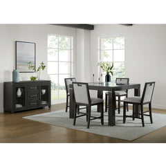 Elodie Counter Chair with Grey Fabric in Charcoal (Set of 2)