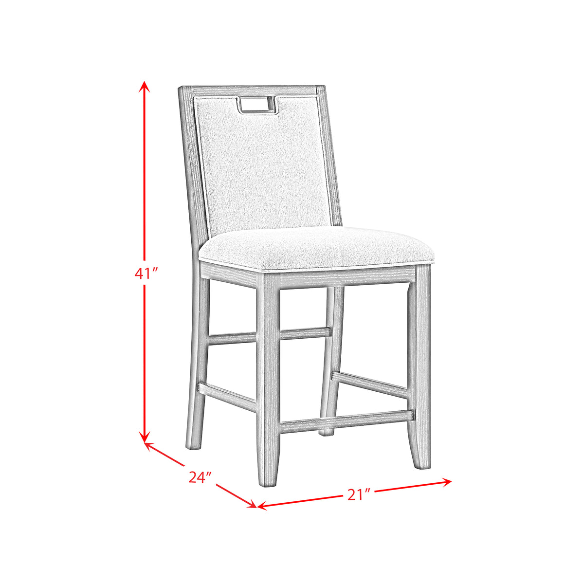 Elodie Counter Chair with Grey Fabric in Charcoal (Set of 2)