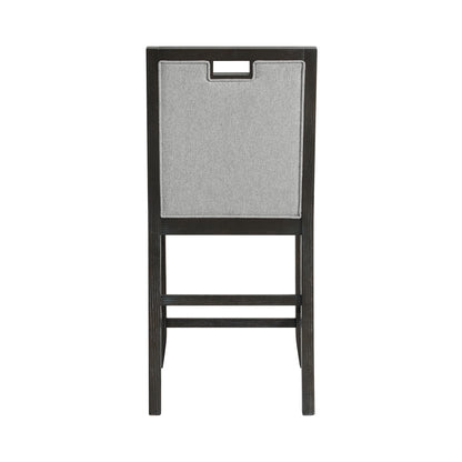 Elodie Counter Chair with Grey Fabric in Charcoal (Set of 2)