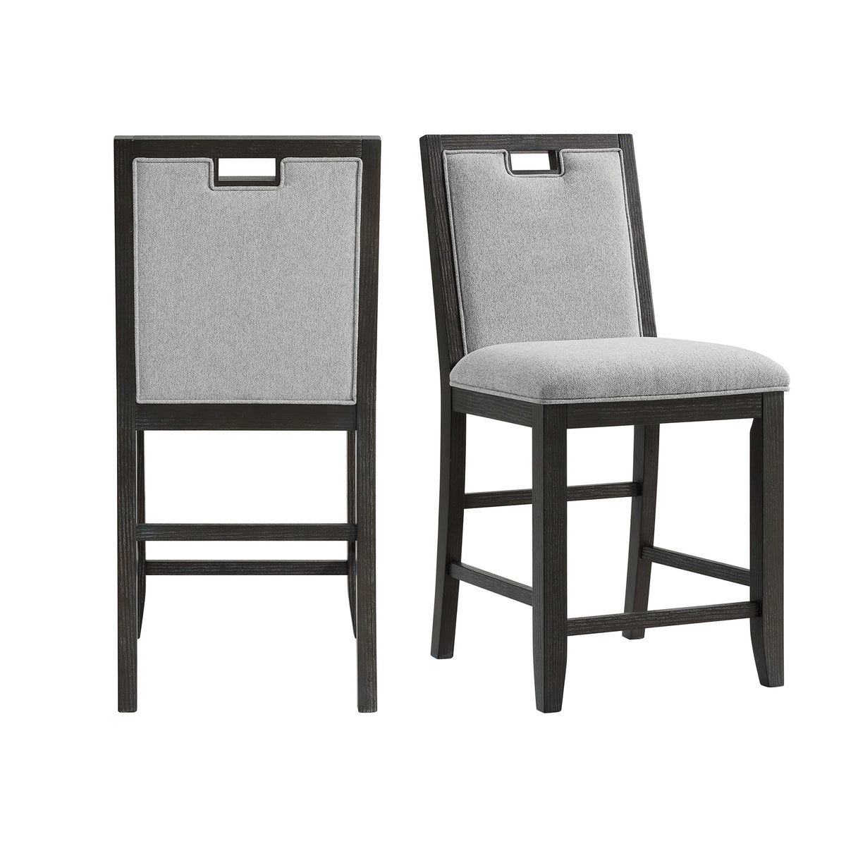 Elodie Counter Chair with Grey Fabric in Charcoal (Set of 2)