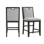 Elodie Counter Chair with Grey Fabric in Charcoal (Set of 2)