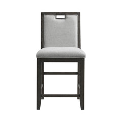 Elodie Counter Chair with Grey Fabric in Charcoal (Set of 2)