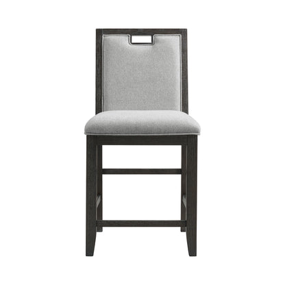 Elodie Counter Chair with Grey Fabric in Charcoal (Set of 2)