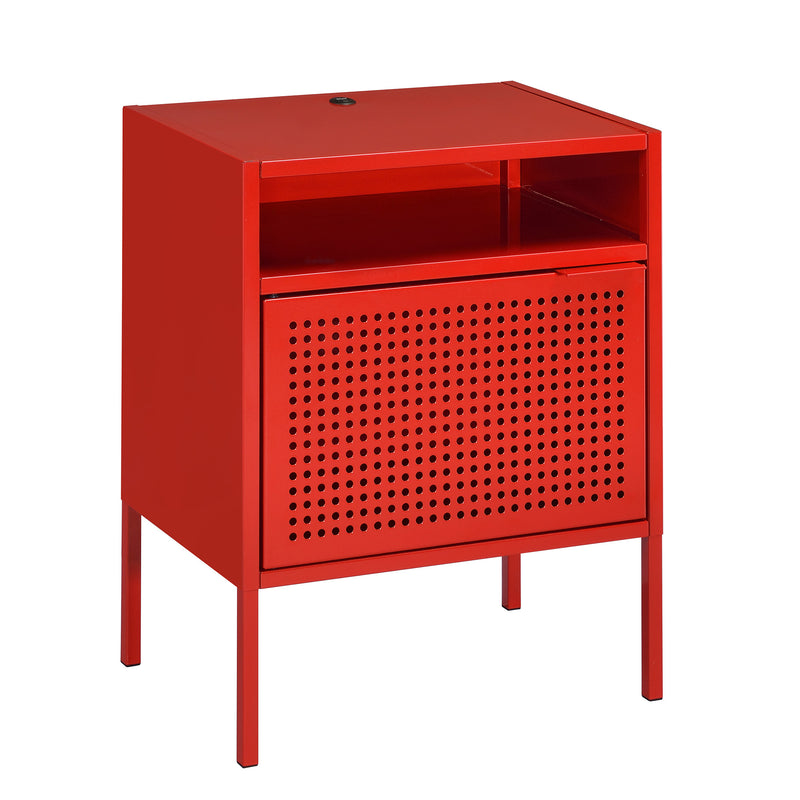 Ember Nightstand (C-1094) Red Nightstand W/ Usb