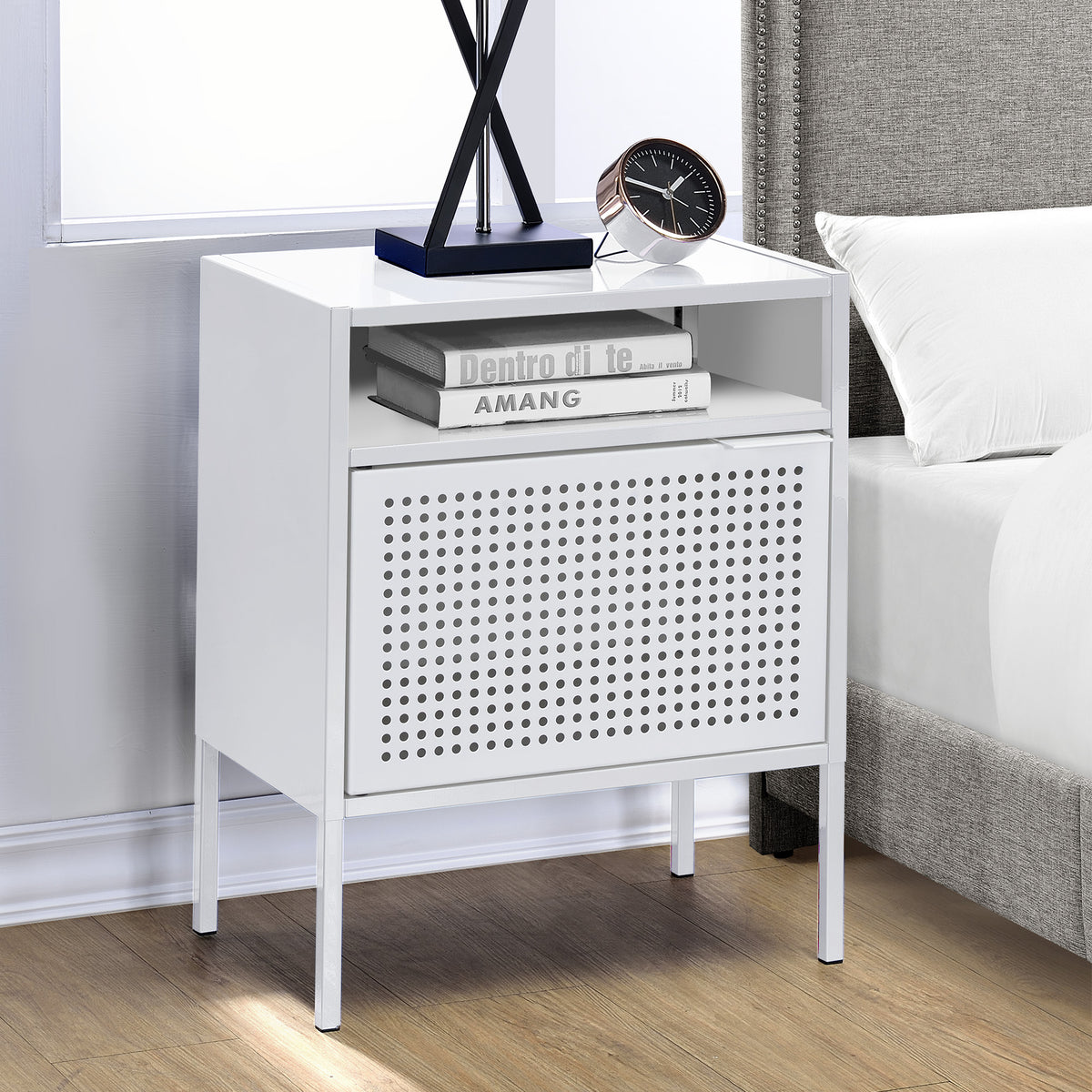 Ember Nightstand (C-1094) White Nightstand W/ Usb